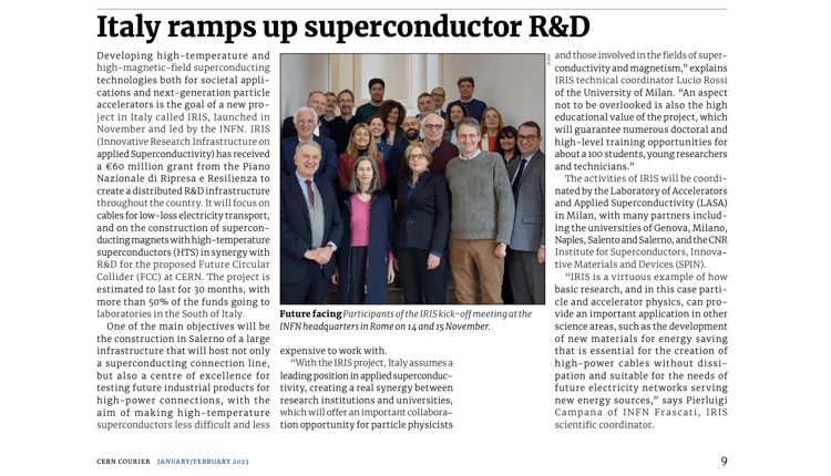 Italy ramps up superconductor R&D